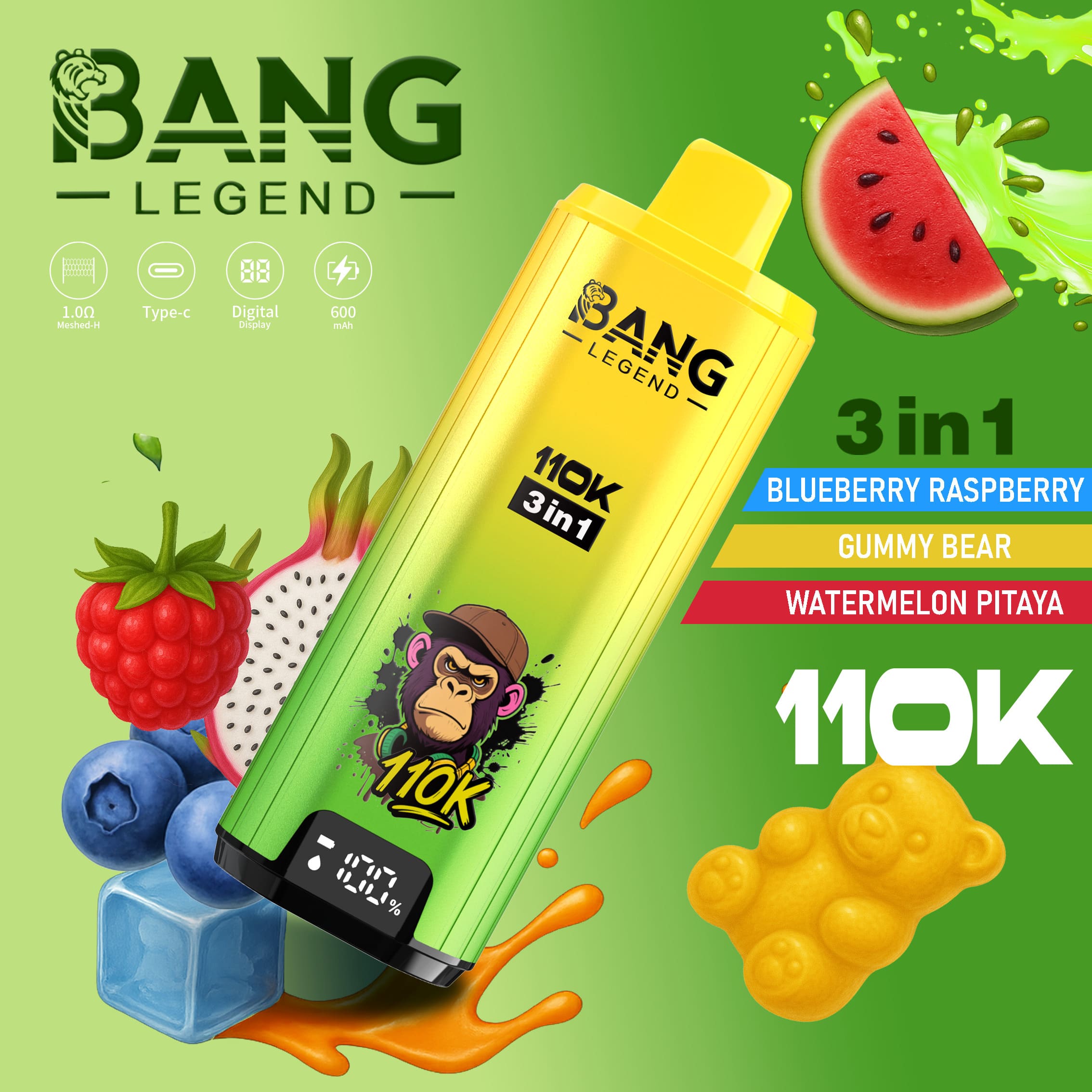 Bang Legend 110000 Puffs 3 w 1 Smaki – Jednorazowy E-Papieros Z Niezrównaną Wydajnością i Wszechstronnością Smaków! - imagine 3