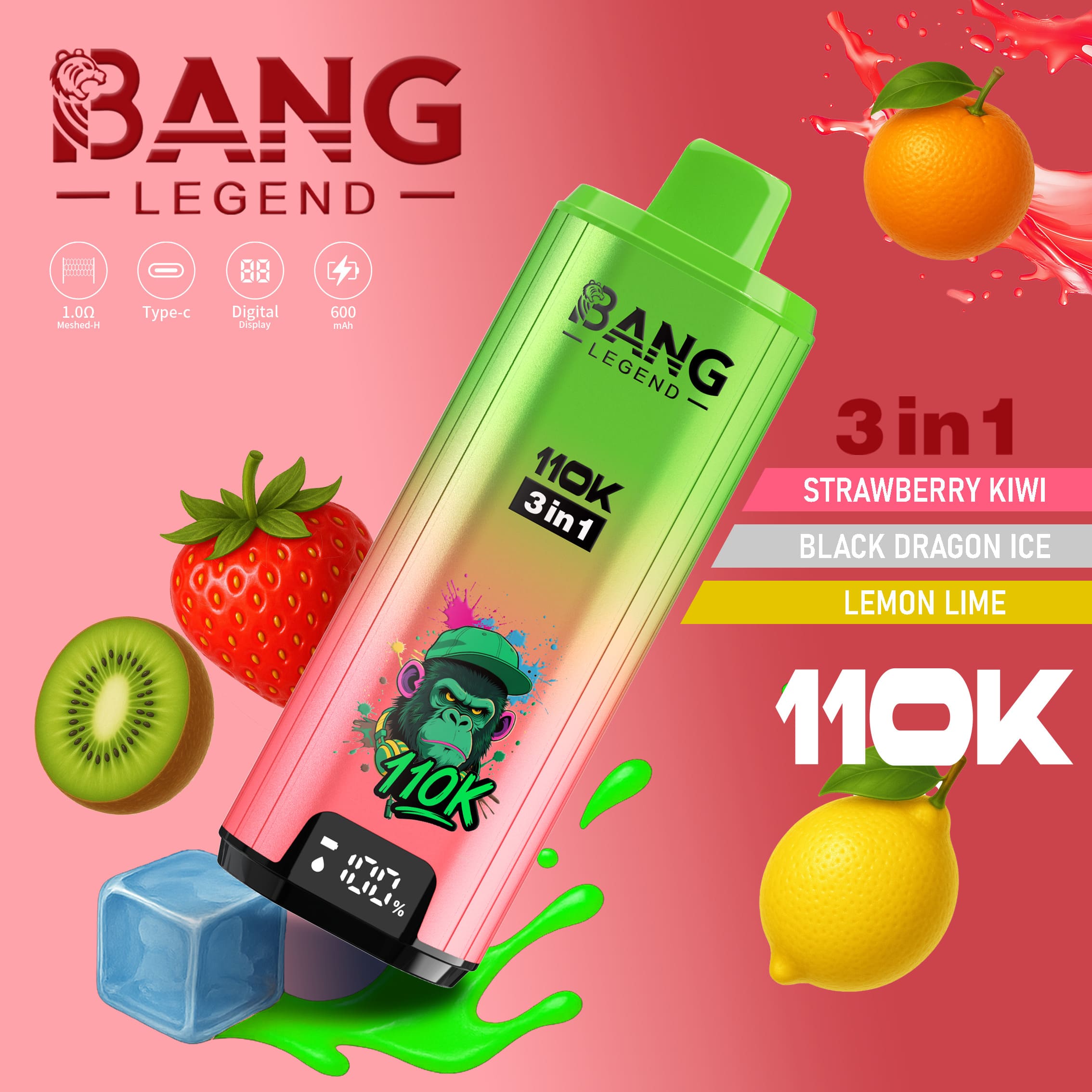 Bang Legend 110000 Puffs 3 w 1 Smaki – Jednorazowy E-Papieros Z Niezrównaną Wydajnością i Wszechstronnością Smaków! - imagine 9