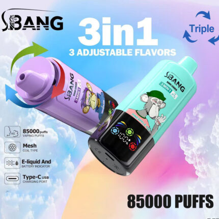 Bang Leader 85.000 Puffs 3 în 1 – Țigară electronică de unică folosință cu încărcare tip C și arome unice